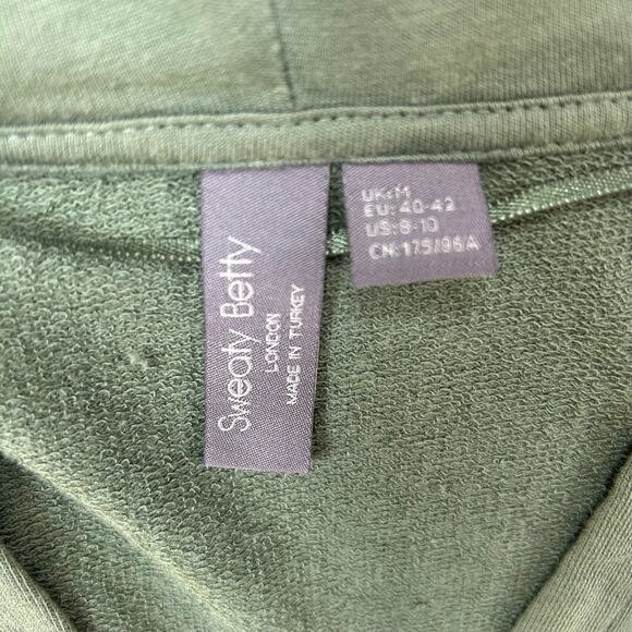 Sweaty Betty Olive Green Hoodie Pullover V Neck Lounge Sweatshirt M - Picture 6 of 6